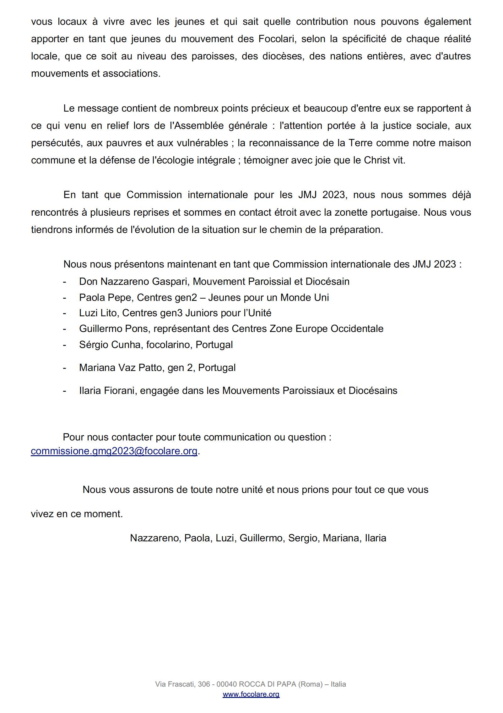 FR RGI GM 20211004 FR lettera commissione internazionale GMG 2023 2