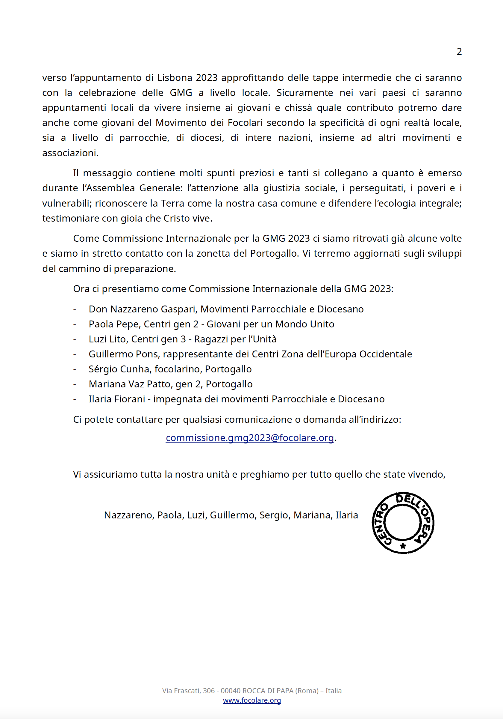 IT RGI GM 20211004 it lettera commissione internazionale GMG 2023 2